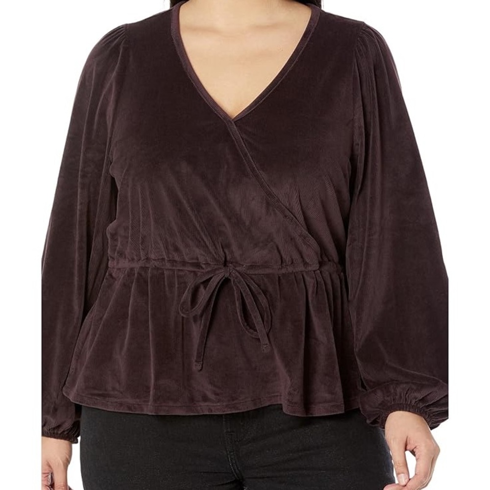 Madewell Fuji Wrap Tie Top Corduroy Brown (Spiced Raisin) Size 3x